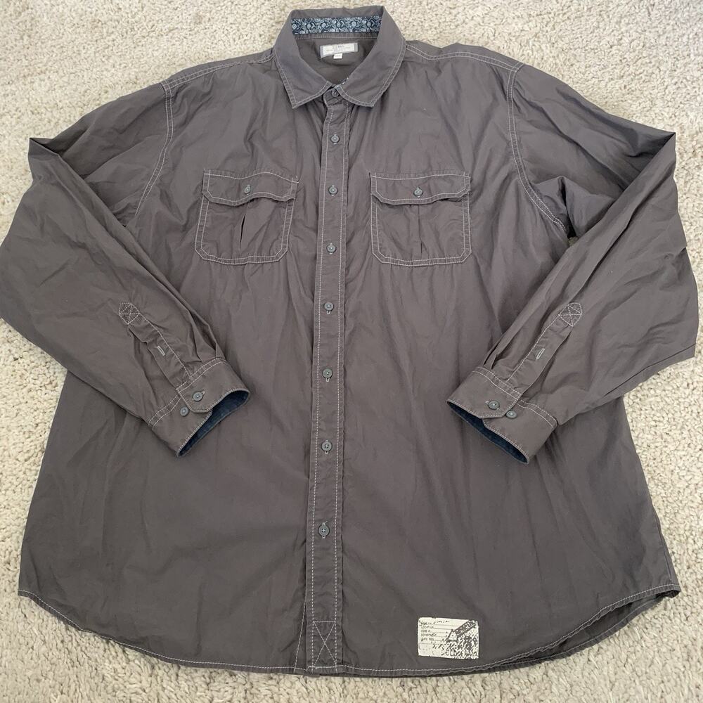 Old Navy Utility Shirt Mens XXL Gray Button Up Double Front Pockets Lightweight